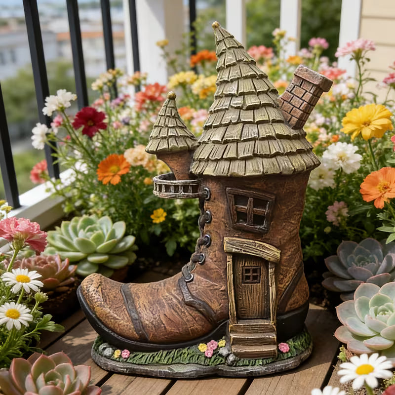 Resin Boot-Shaped House Statue Ornament, Resin