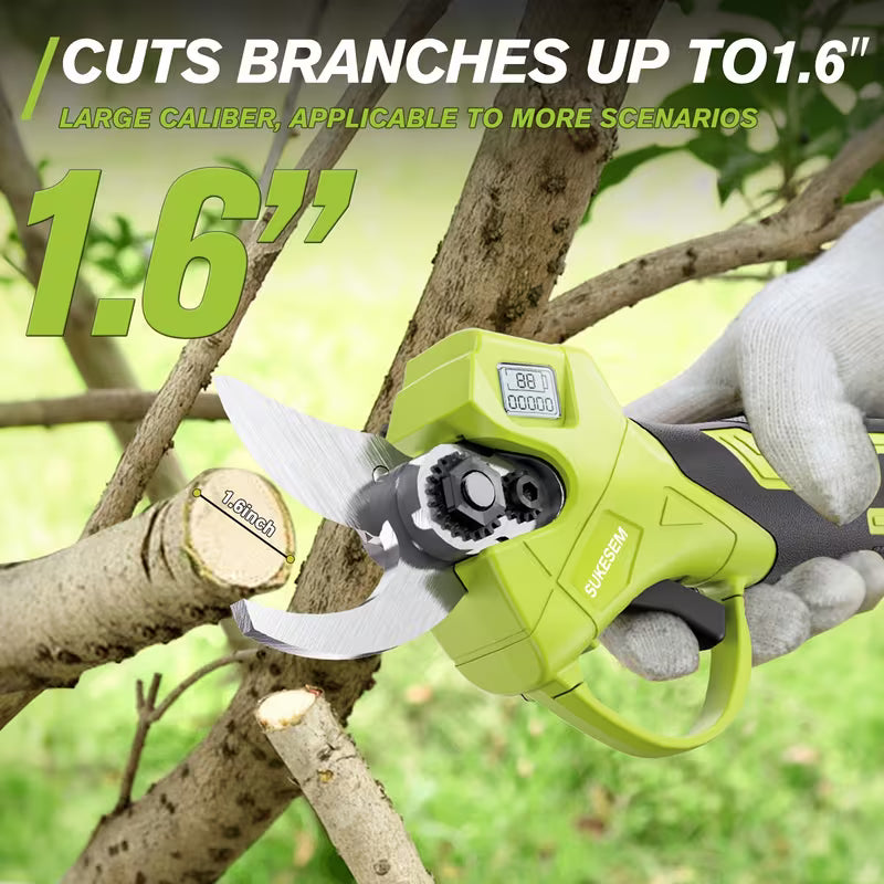 Electric Pruning Shears, Equipped With Two Rechargeable Lithium Batteries And An LCD Display Screen