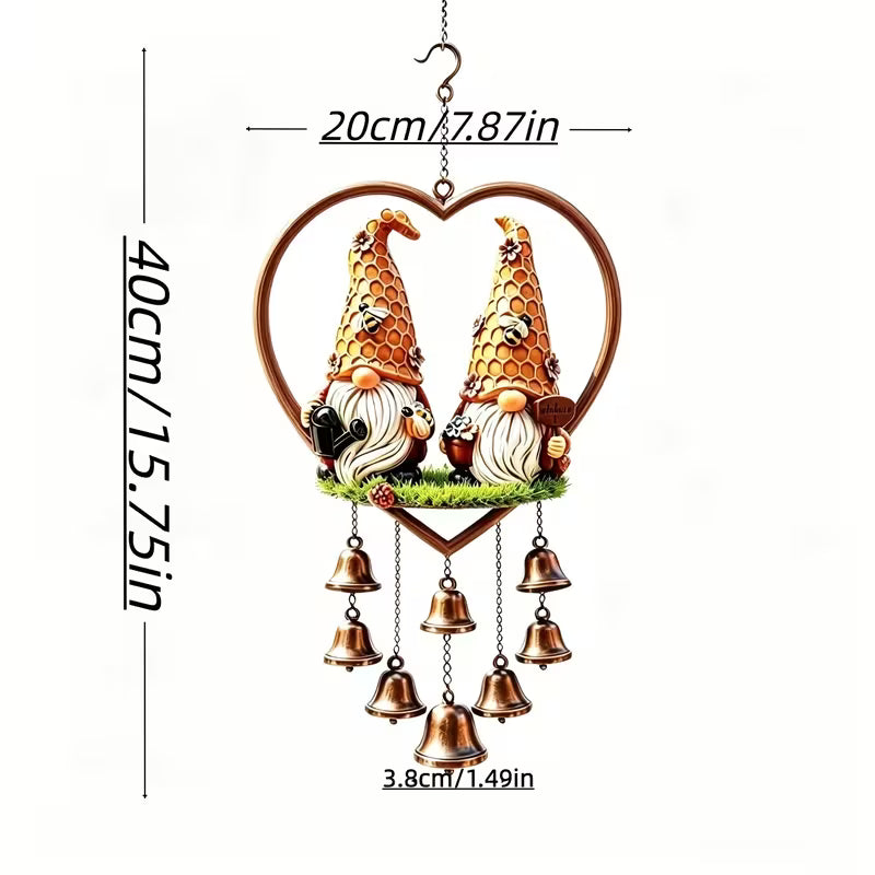 Honeycomb Gnome Wind Chime, Wooden