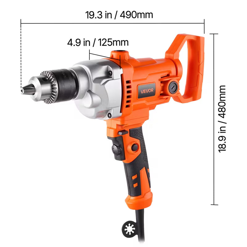 VEVOR Drill Mixer, 5/8 inch Corded Electric Drill Mixer Set, 0-850RPM 5.8A Mixing Drills