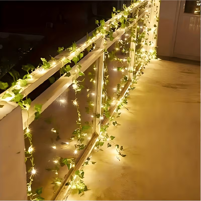 1pc of Imitation Ivy String Lights, 78.74 inch Long (20 LED Beads), 1 Mode (non-adjustable)