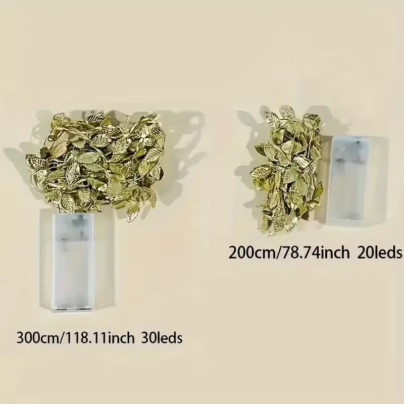 78.74inch/20LED 3m/30LED Golden Leaf Garland Fairy Lights, Warm White String Lighting