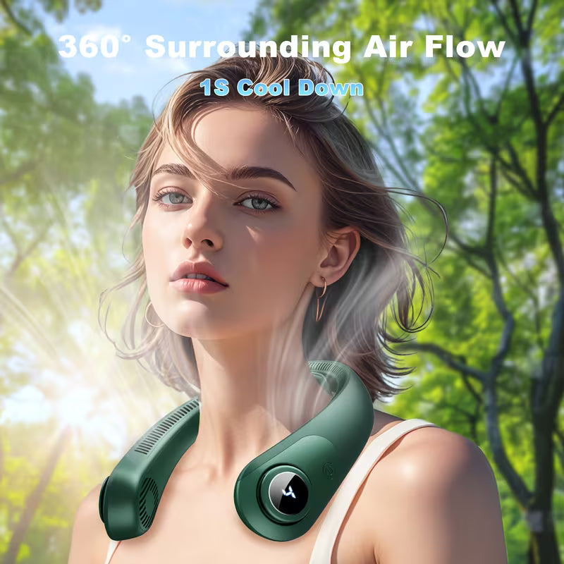 Portable Neck Fan with Hands-Free Operation & Neck Support - 5-Speed Adjustable Wearable