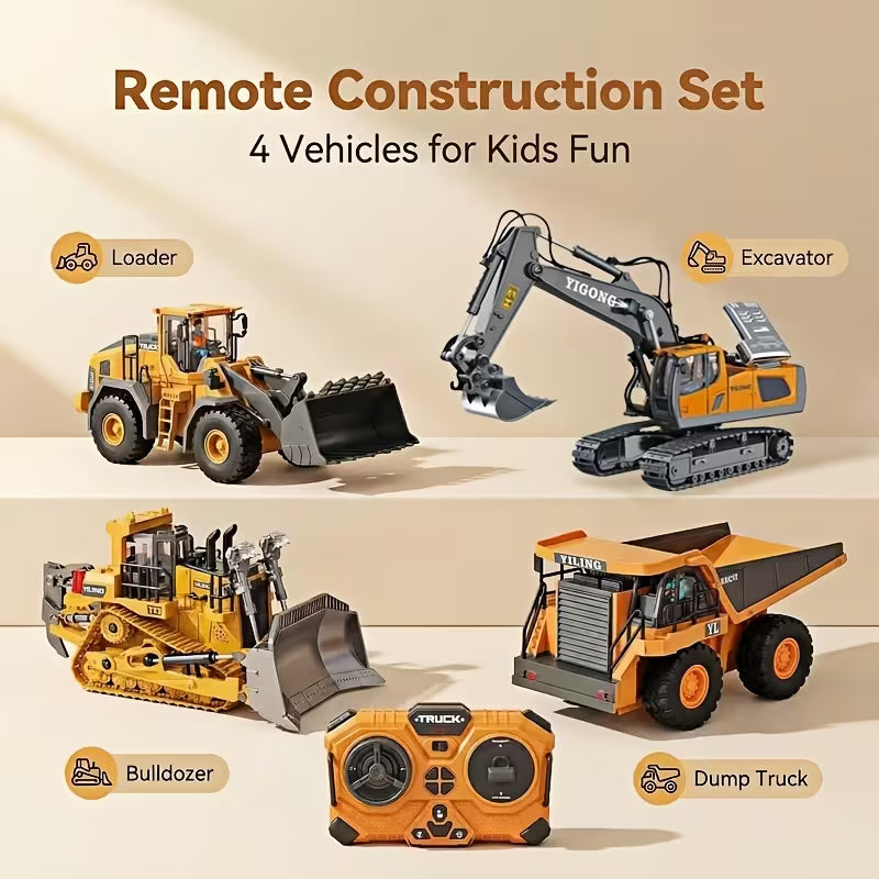 4/3/2-Piece Remote Control Construction Vehicle Set Plastic