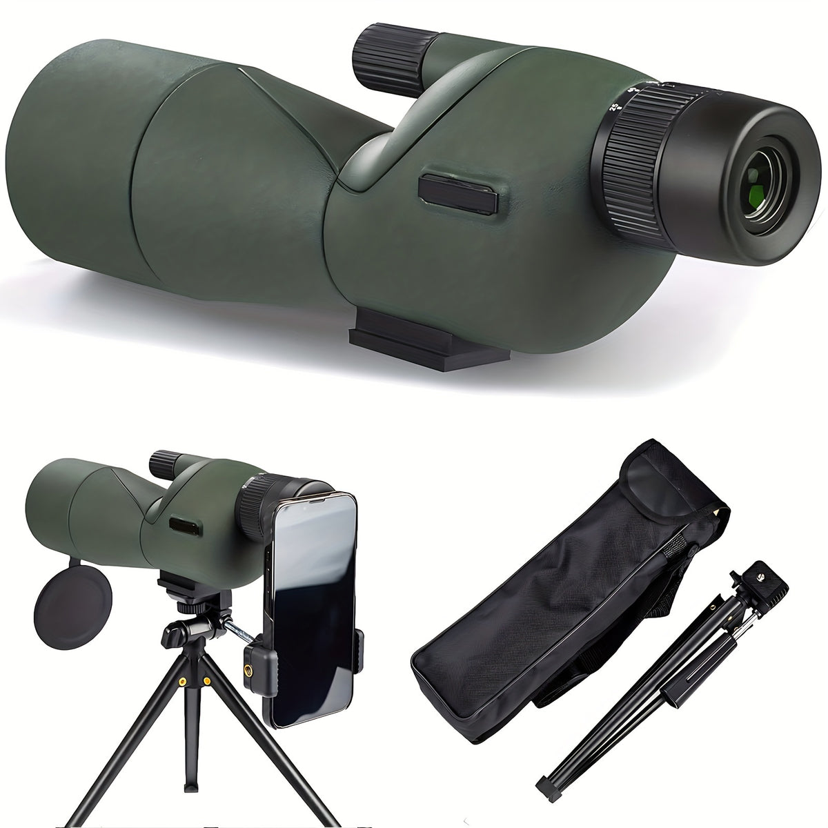 25-75X60 Spotting Scopes with Tripod Carrying Bag and Smartphone