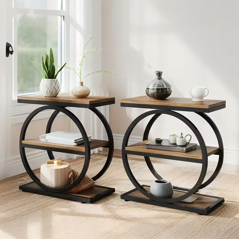 Vintage End Table Set Of 2, Narrow End Table, Wooden