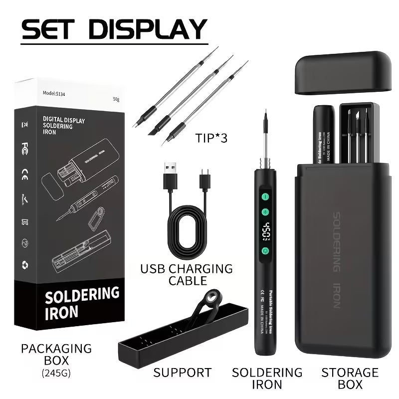 Portable USB Charging Wireless Soldering, Digital Display Temperature Control Precise