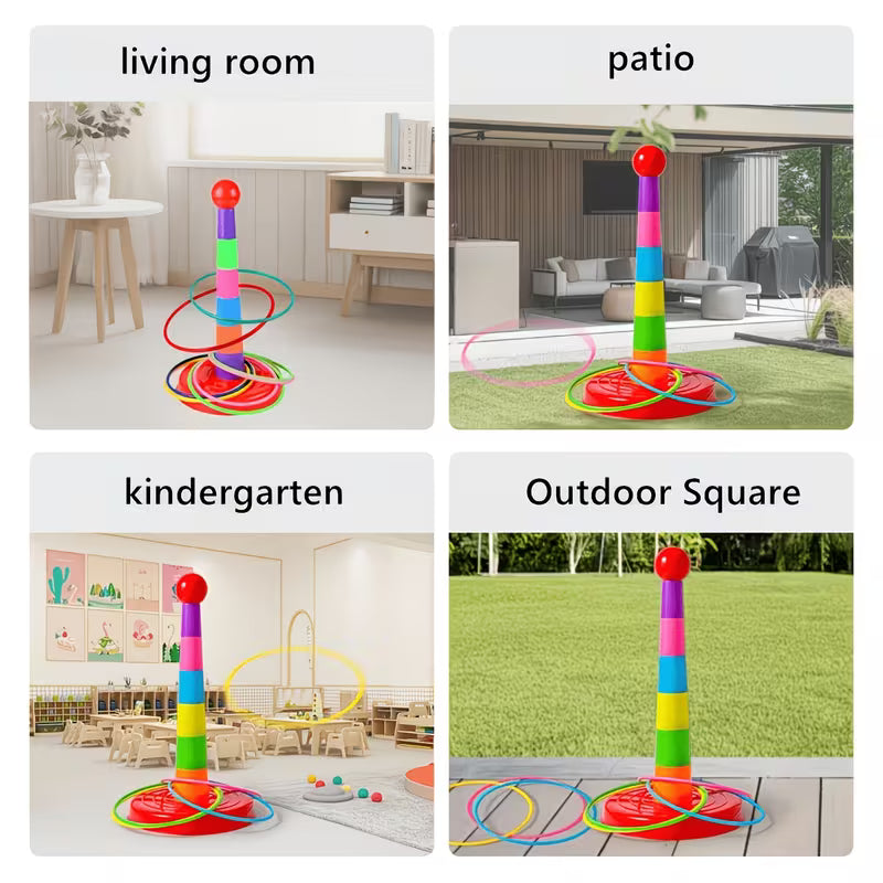 17-Piece Set: 9 Rings + 1 Base + 7 Colorful Stakes Colors