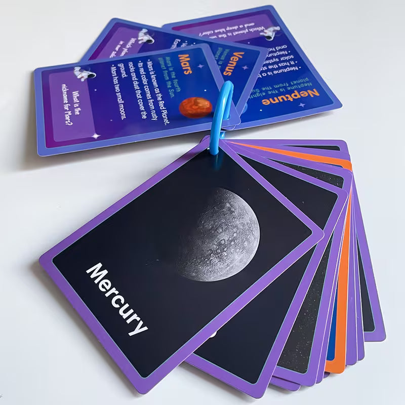 Solar System Educational Learning Cards: 15 Double-sided Teaching Tool