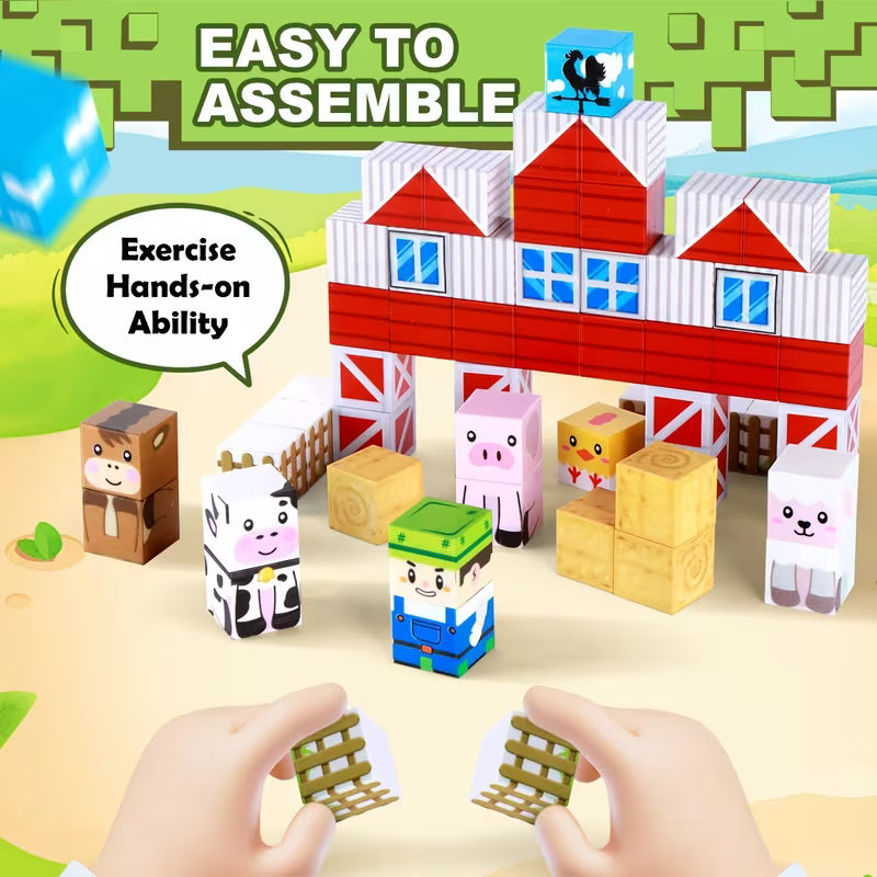 54/150-Piece Farm Animal Magnetic Building Cubes