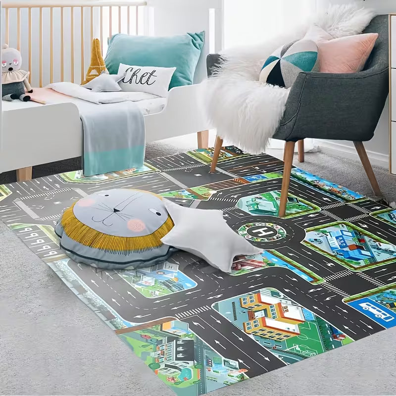 City Traffic Play Mat, Fantasy Traffic Parking Lot Map, Parking Set
