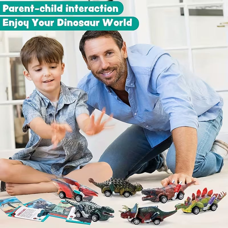 6-Pack Dinosaur Pull-back Toy Cars Set Plastic