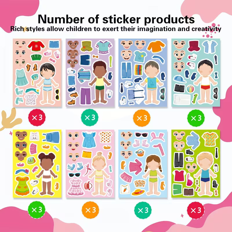 1 Set of 24 Children's Dressing Stickers