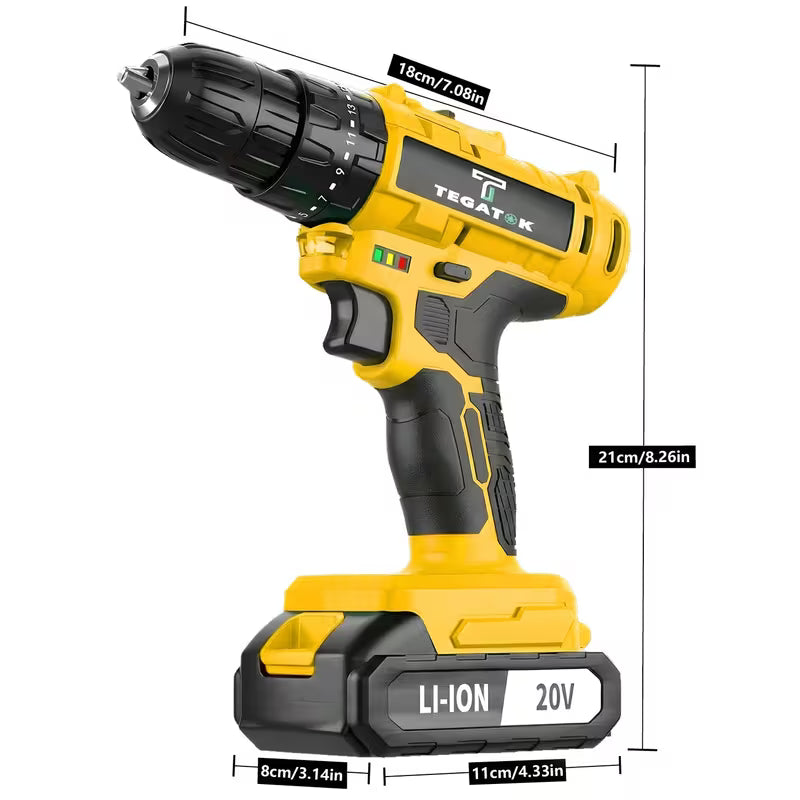 Heavy Duty 20V Cordless Drill Drills Through Wood, Wood