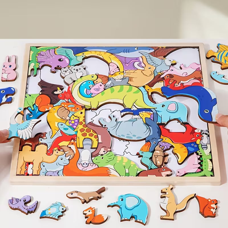 Puzzle New Crazy Animal Dinosaur Jigsaw Wooden 3D Puzzle Brain