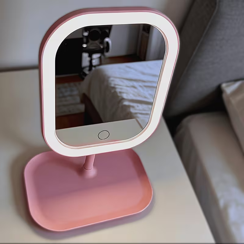 New LED Makeup Mirror, Three-Color Soft Light, Stepless Dimming Fill Light Mirror, with Tray