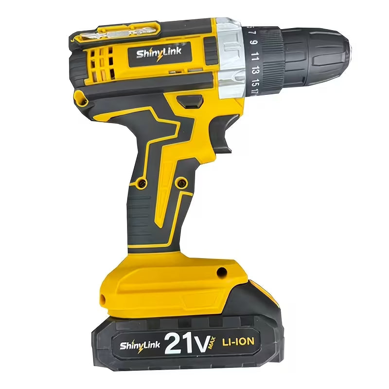 21V Home Multi-Purpose Cordless Drill Tool Set - Rechargeable Cordless Drill Toolbox Set
