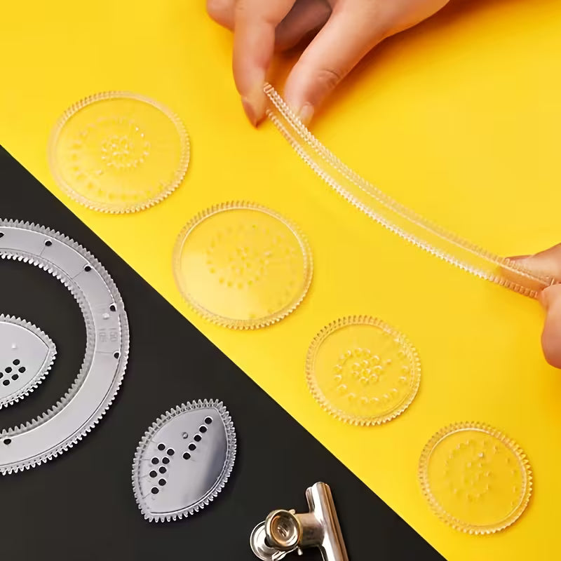 Puzzle Spirograph: Interlocking Gears and Wheels Drawing Additions Ruler