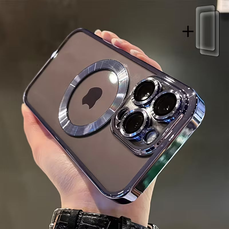 Phone Case: 2pcs Phone Screen Protectors-luxurious Electroplated Magnetic Set