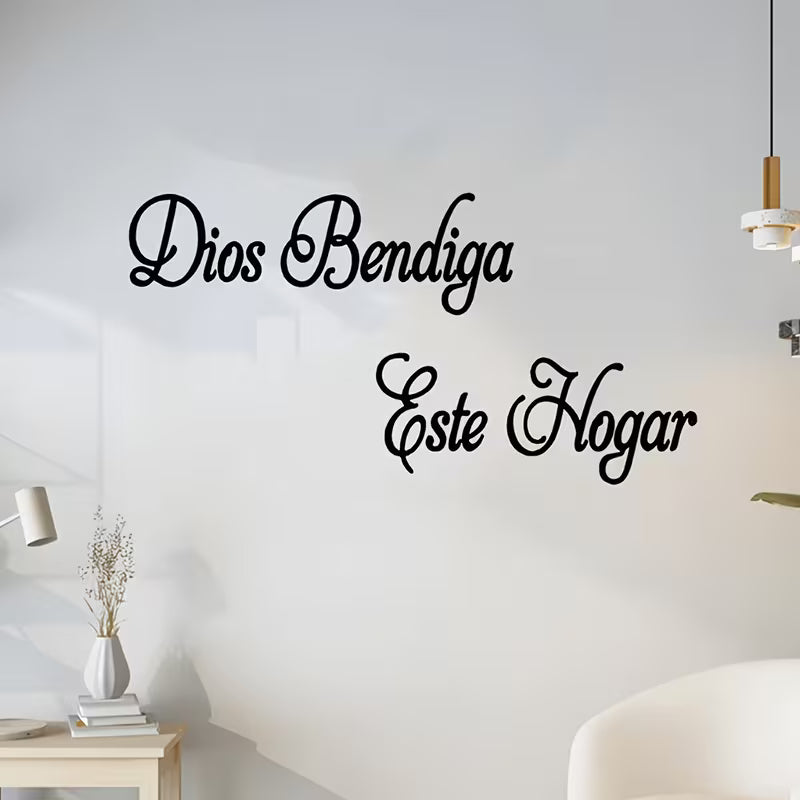 1pc Spanish Blessing Wall Sticker "Dios Bendiga Este Hogar" with Religious Meaning, Living