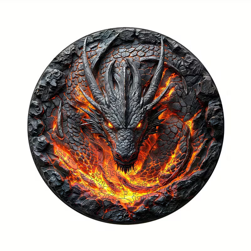Flame Wall Dragon Wooden Puzzle, Unique Shaped Puzzle Toy, Distinctive, Wooden