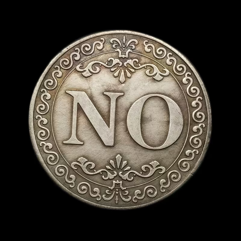 Double-sided YES/NO Decision-making Lucky Coin • Antique Silvery-gray