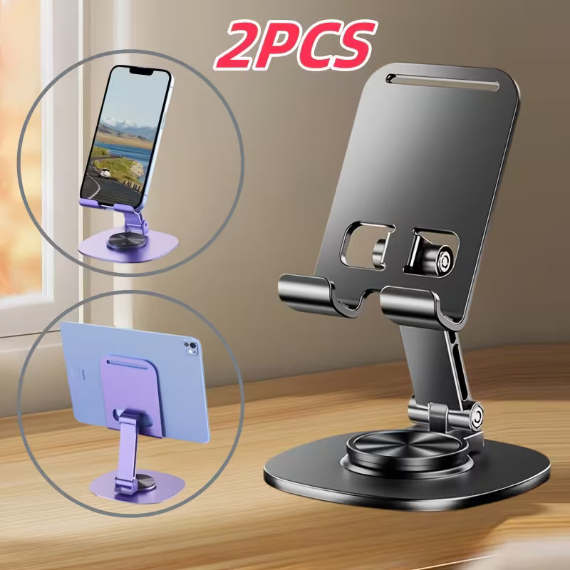 2/3pcs Folding Phone Stand, All-Metal Phone & Tablet Stand, 360-Degree Rotating Base