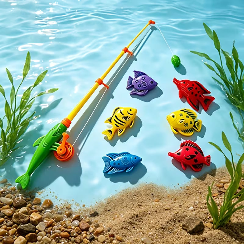 Shark Fishing Set: 6-Piece Fish and 1PC Rod