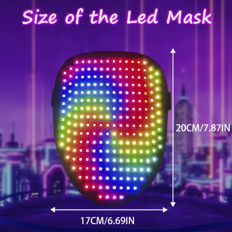 LED Mask with Gesture Sensing Light Up Face Transforming LED Halloween
