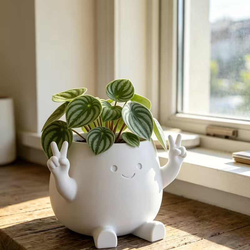One 3D-printed Cartoon Character-shaped Planter, Made of High-quality Plastic with an Adorable
