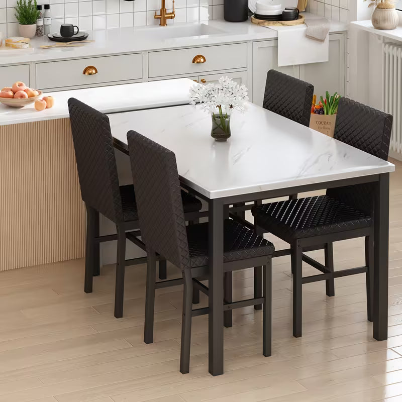 Dining Table Set for 4, Faux Marble Small Dining Room Table Set for 4