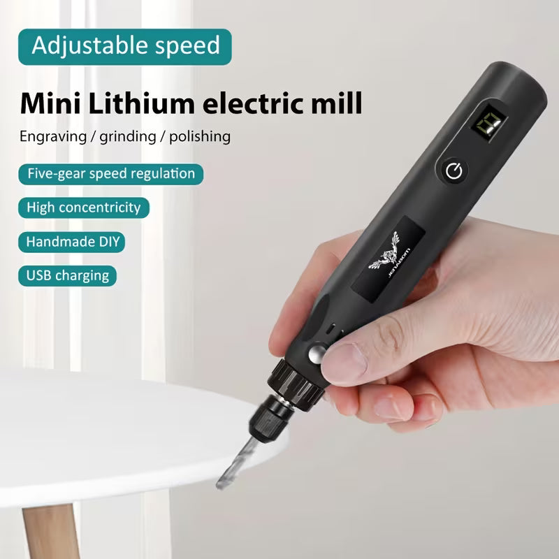 25pcs/39pcs Black/Blue Small Household USB Rechargeable Electric Engraving Tool Set • Jade Carving