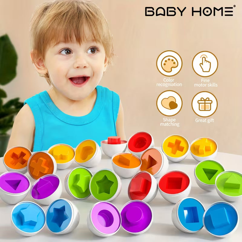 BABYHOME 12-Piece Colorful Egg Shaped Jigsaw Puzzle Toy Set