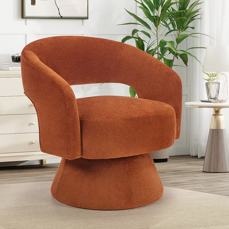 360 Degree Swivel Barrel Chair Modern Velvet Accent Chair Comfy Round Armchair Swivel Accent