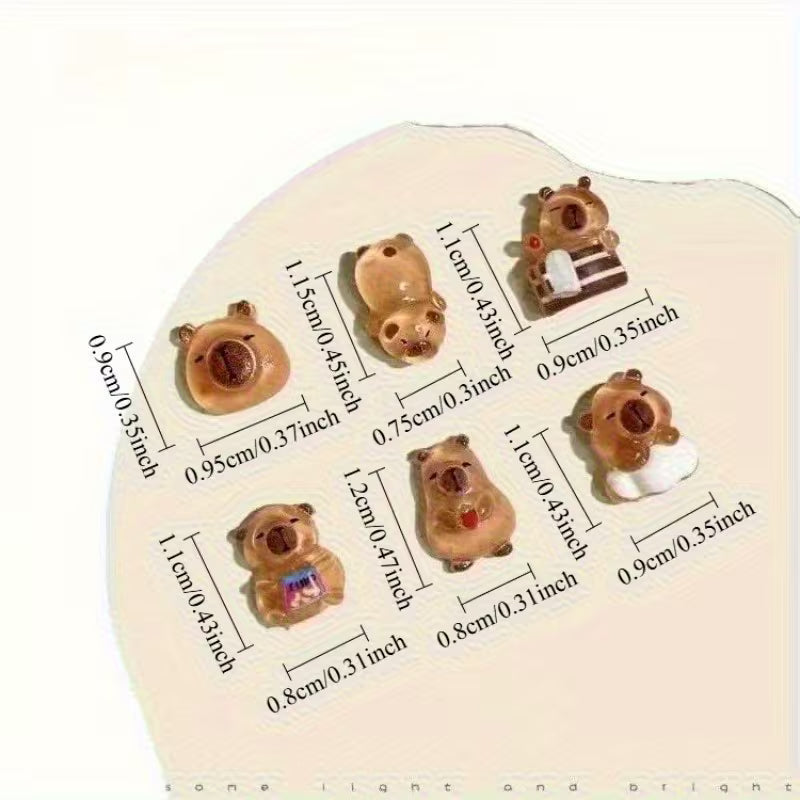 Gift for Her/him 111 Mini Capybara Figurine Set Nail Art Decorative