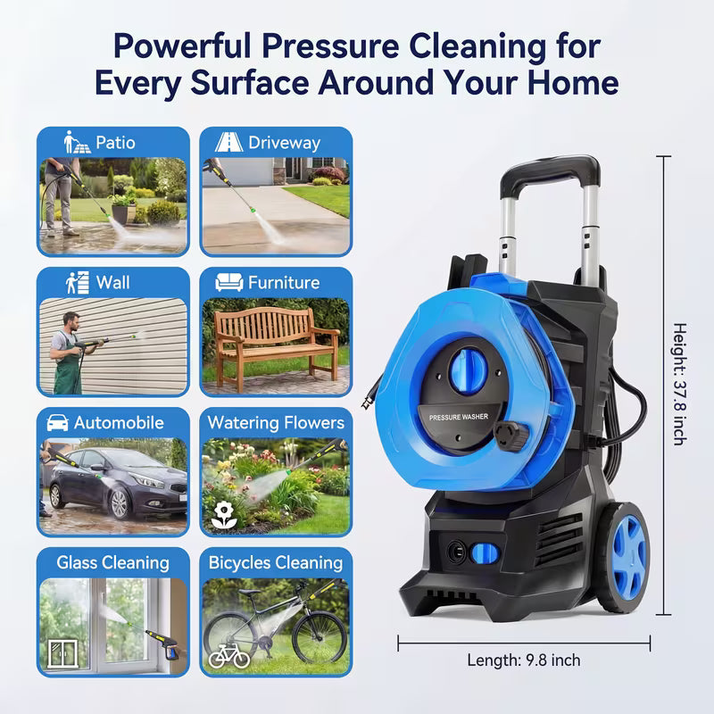 Electric Pressure Washer With 25FT Hose, 4 Nozzles And Foam Cannon