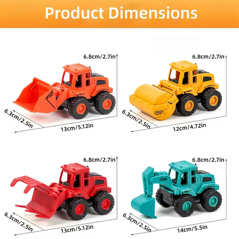 Inertia Vehicle Simulation Engineering Toy Excavator Bulldozer Roller