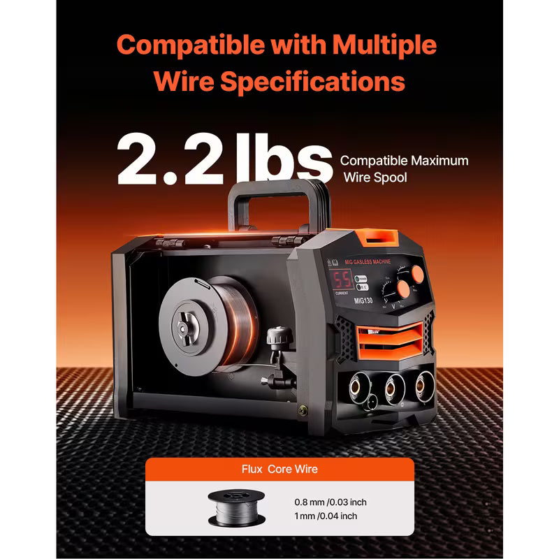 MIG Welder 130Amp Gasless Flux Core Mig Welding Machine with IGBT