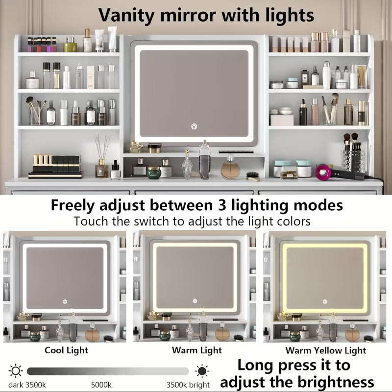 Dressing Table Featuring a Spacious Mirror