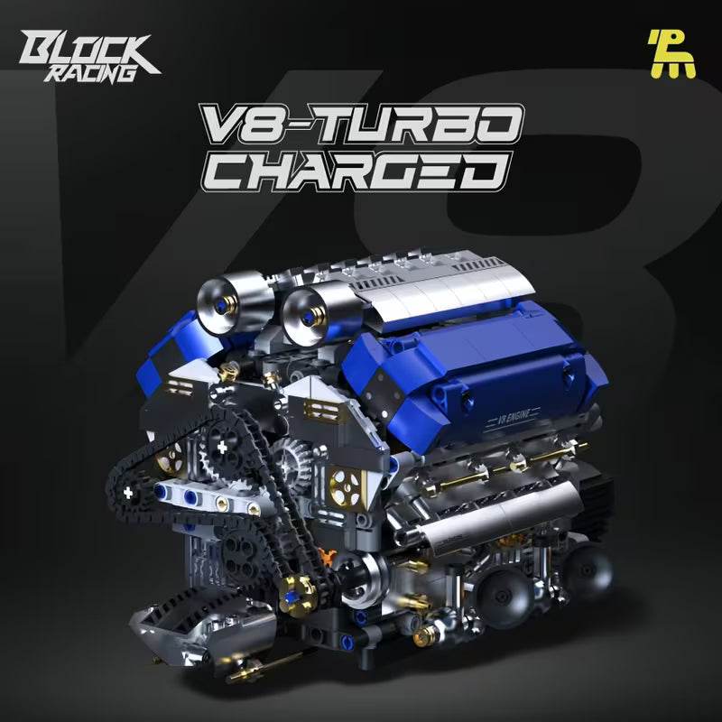 V8 Transmission Brick Set 1289-Piece with Steering Wheel Module