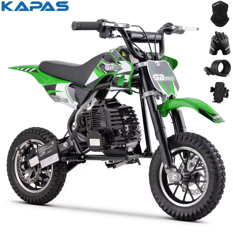 Mini Dirt Bike, 49 CC 2-Stroke Gas Bike with Off-Rode Tire, Suspensions, Disc Brakes