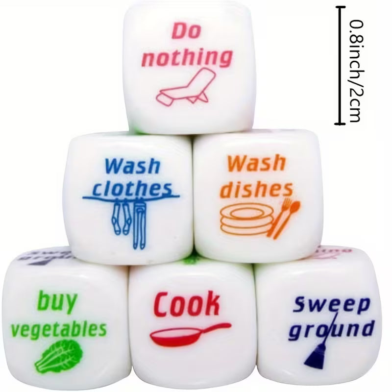 1PC Fun Housework Distribution Dice Game
