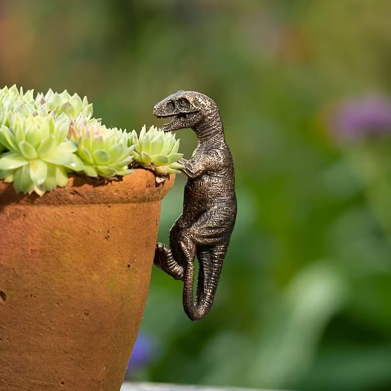 1pc, Dinosaur Sculpture Planter Decoration, Rustic Resin Hanging Ornament, Garden Decor