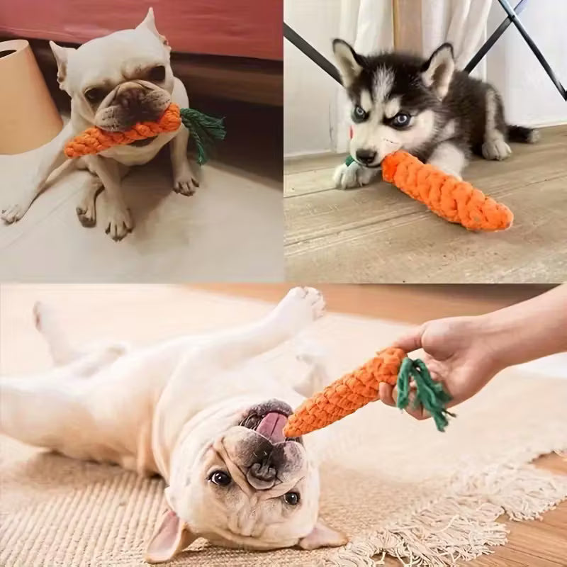 Interactive Durable Carrot-shaped Dog Toy with Tassel Linen