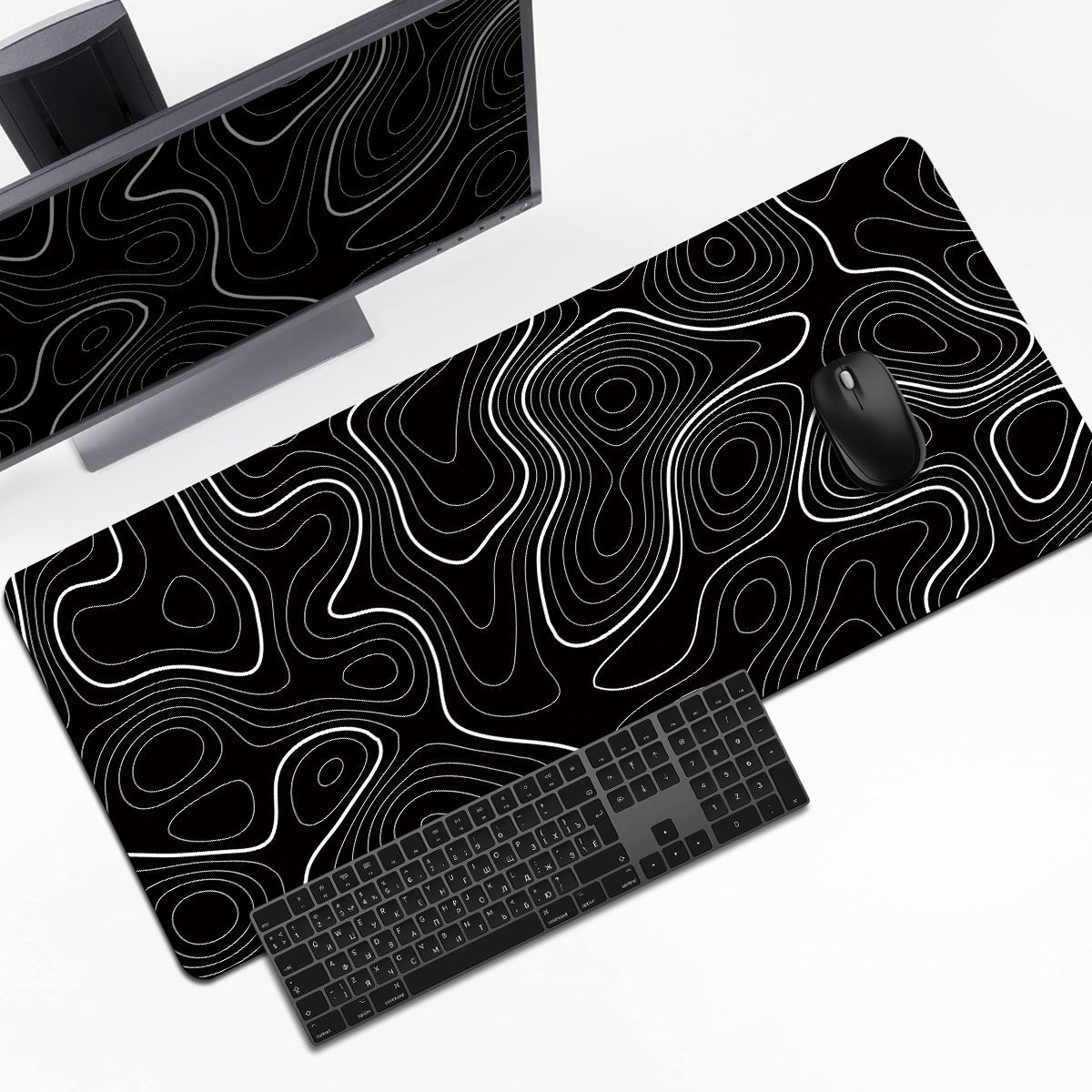 Extended Gaming Mouse Pad and Computer Desk Keyboard Mat Set, Black