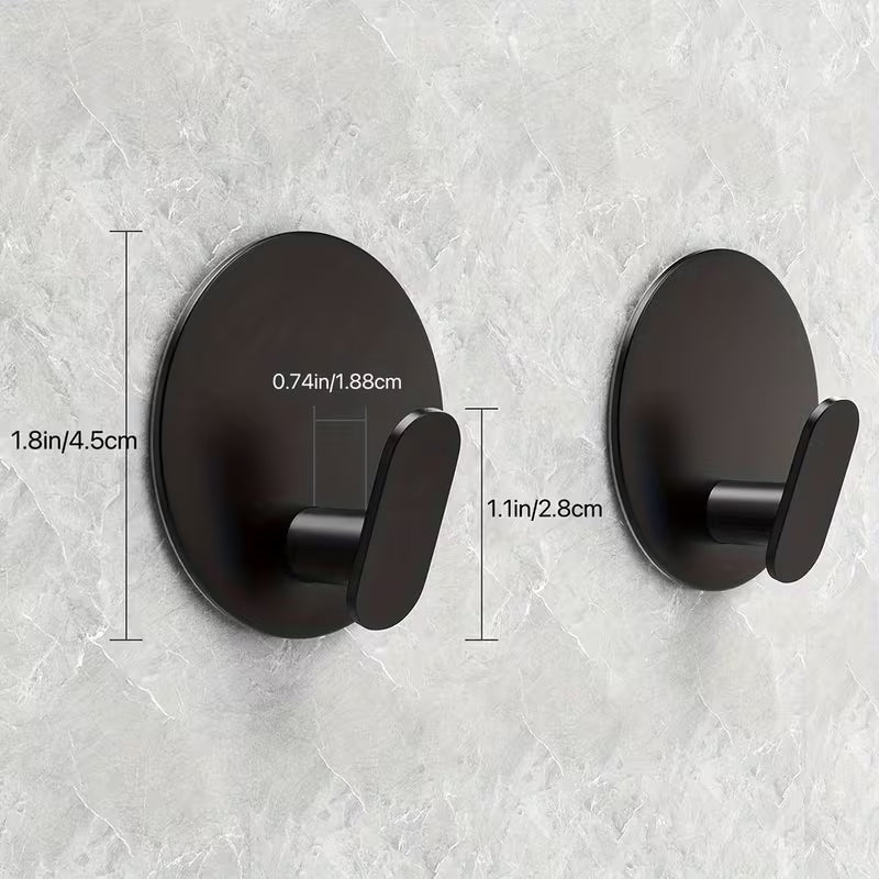Modern Black Wall Hooks - Easy Install Adhesive Towel Hangers for Bathroom, Kitchen - Durable Robe