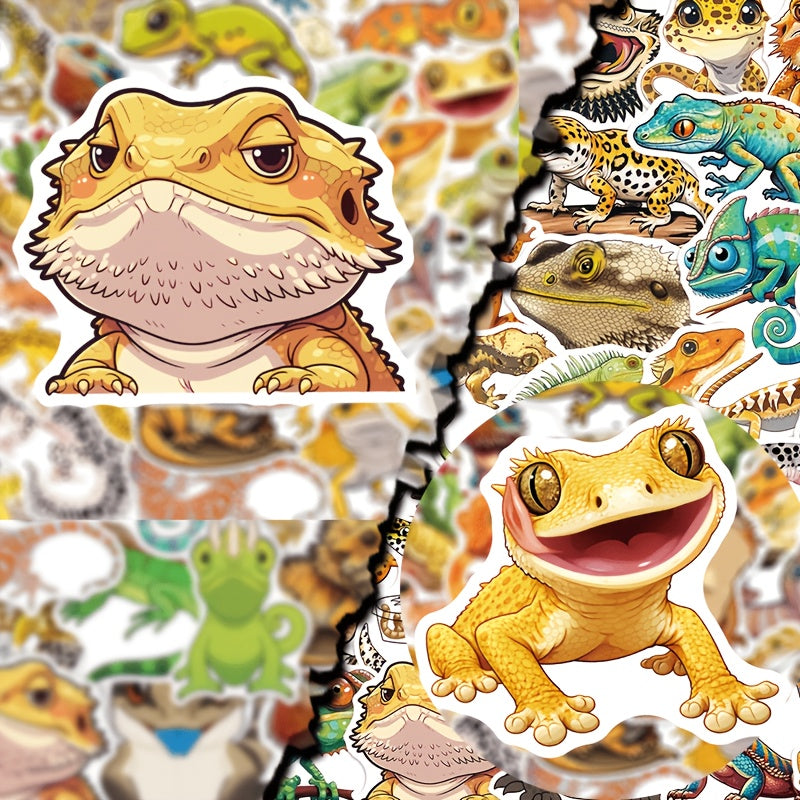 Realistic Lizard Stickers, Featuring Gecko, Chameleon, Bearded Dragon And Guardian Set