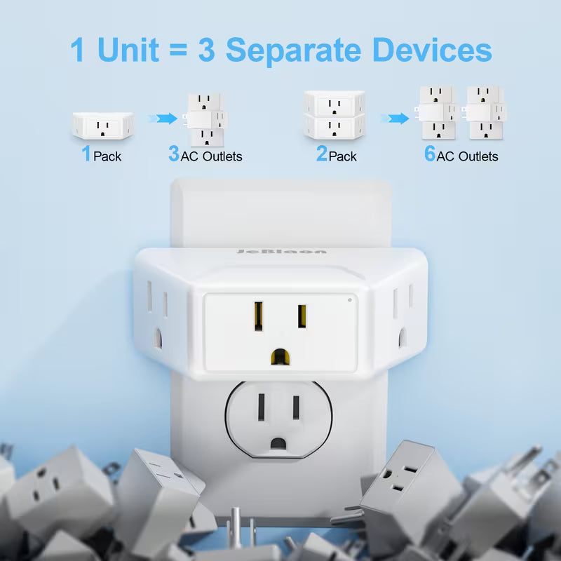 Wall Outlet Extender, 3in 1 Wall Plug Splitter, 3 Way