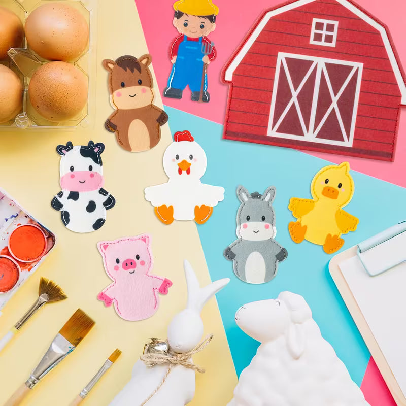 Farm Animal Finger Puppets Felt