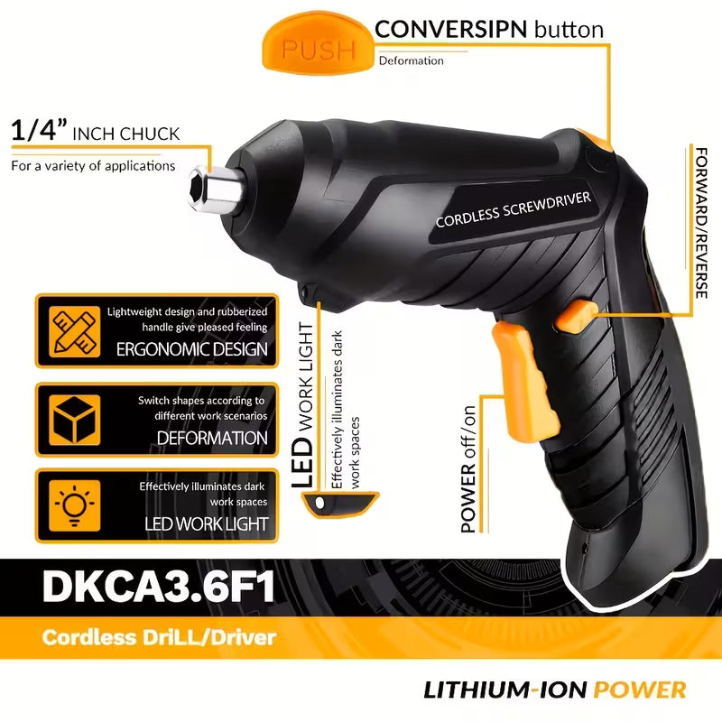 A Premium Electric Screwdriver with Both Straight and Curved Bits